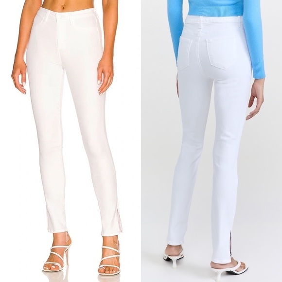 NWT L’AGENCE White Stretch Denim High Rise Ankle Slit Classic Skinny Jeans 25 - Picture 4 of 9